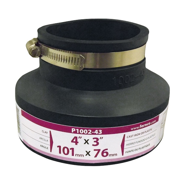 Fernco Schedule 40 4 in. Hub X 3 in. D Hub PVC Flexible Coupling 1 pk